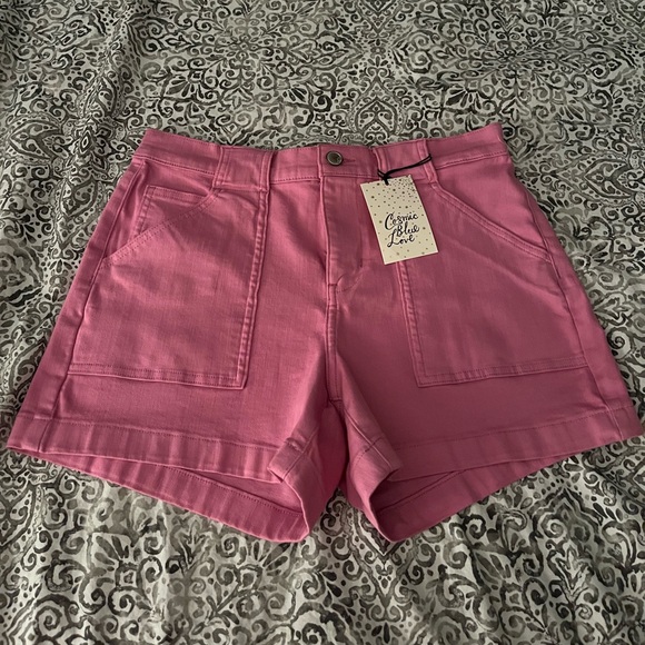 Cosmic Blue Love Pants - Pink Jean Shorts